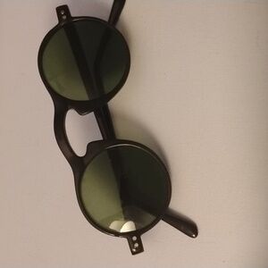 Vintage  Harold Lloyd Gatsby Style BLACK Sunglasses w/Keyhole Bridge NOS